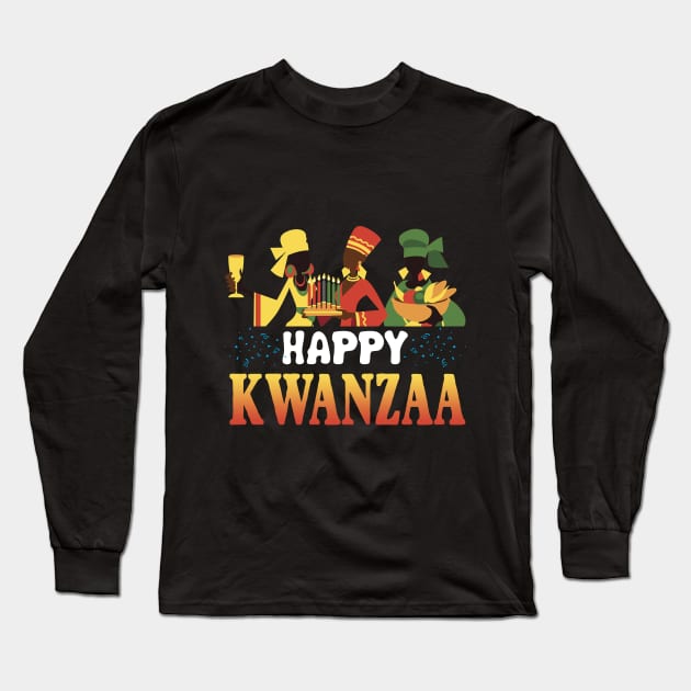 Happy Kwanzaa T-shirt African American Holiday Gif Long Sleeve T-Shirt by TeeLovely